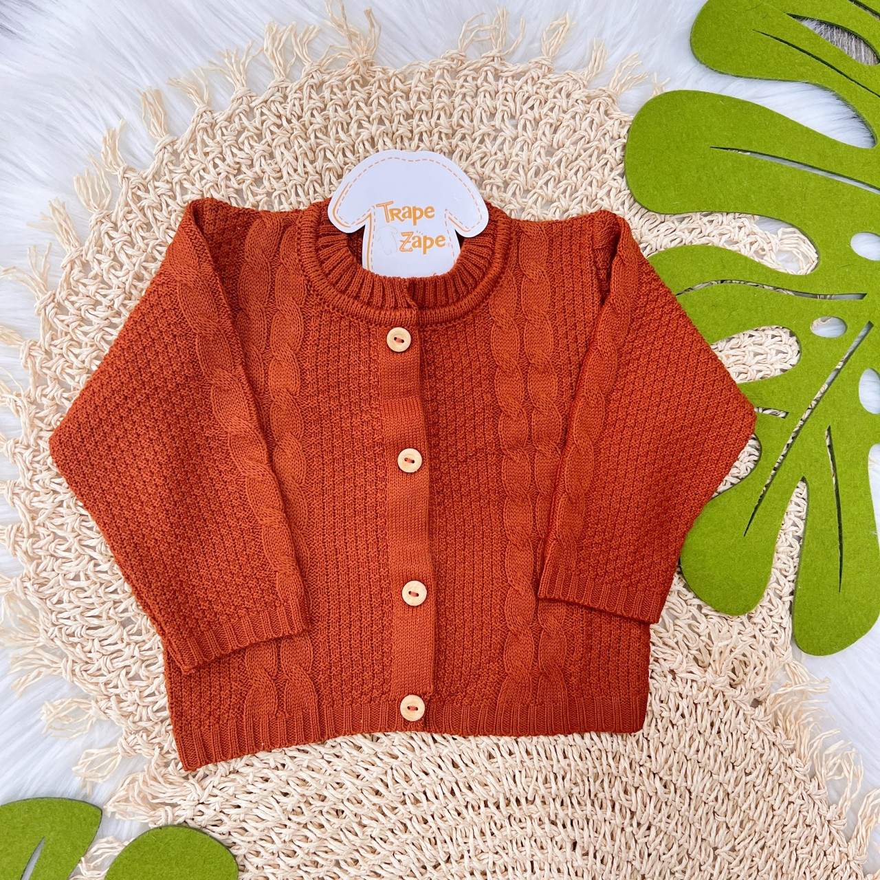  Casaco de linha Trança Ferrugem Plix